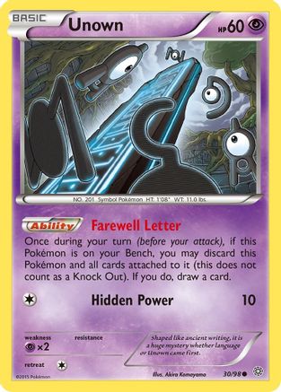 Unown 030/98 - Reverse Holofoil XY Ancient Origins - Common