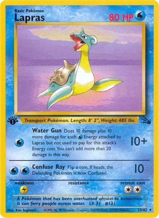Lapras (25) (25) 025/62 - 1st Edition Fossil - Rare
