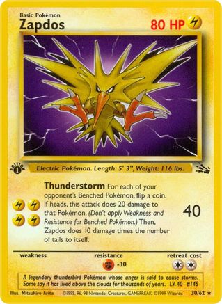 Zapdos (30) (30) 030/62 - 1st Edition Fossil - Rare