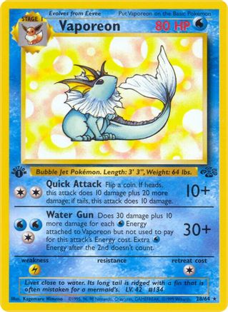 Vaporeon (28) (28) 028/64 - 1st Edition Jungle - Rare