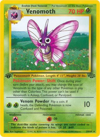 Venomoth (29) (29) 029/64 - 1st Edition Jungle - Rare