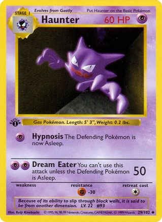 Haunter 029/102 - 1st Edition Base Set Shadowless - Uncommon