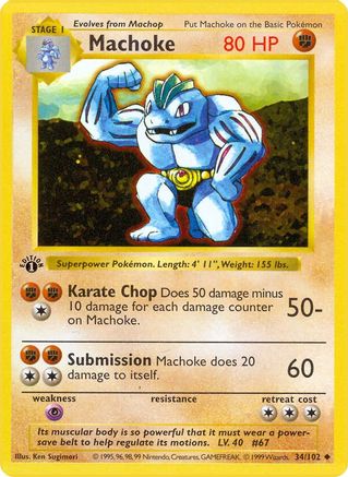 Machoke 034/102 - Unlimited Base Set Shadowless - Uncommon