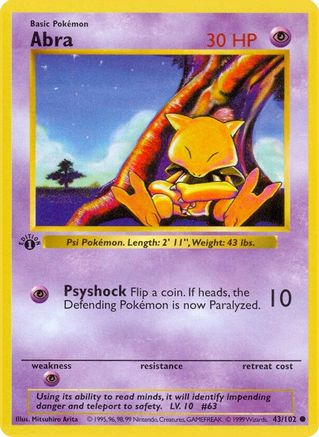 Abra 043/102 - 1st Edition Base Set Shadowless - Common
