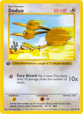 Doduo 048/102 - 1st Edition Base Set Shadowless - Common