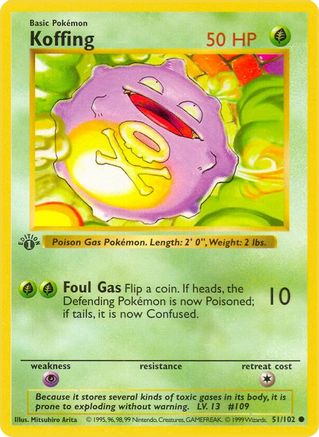 Koffing 051/102 - Unlimited Base Set Shadowless - Common