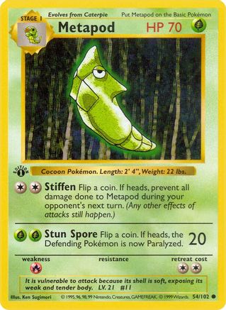 Metapod 054/102 - 1st Edition Base Set Shadowless - Common