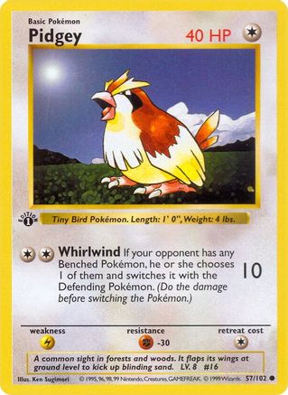 Pidgey 057/102 - Unlimited Base Set Shadowless - Common