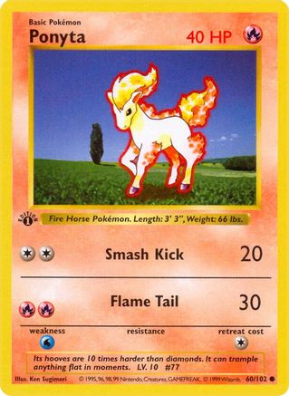 Ponyta 060/102 - Unlimited Base Set Shadowless - Common