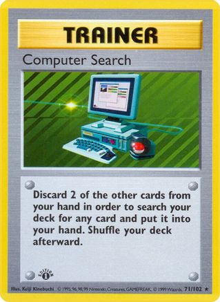 Computer Search 071/102 - 1st Edition Base Set Shadowless - Rare