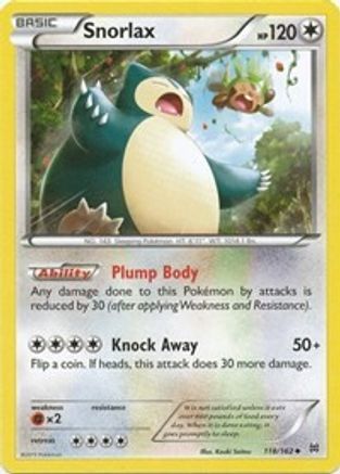 Snorlax 118/162 - Reverse Holofoil XY BREAKthrough - Uncommon