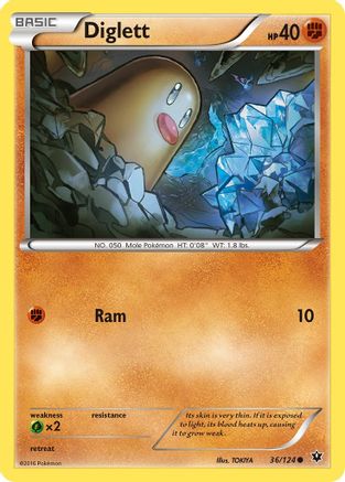 Diglett 036/124 - Reverse Holofoil XY Fates Collide - Common