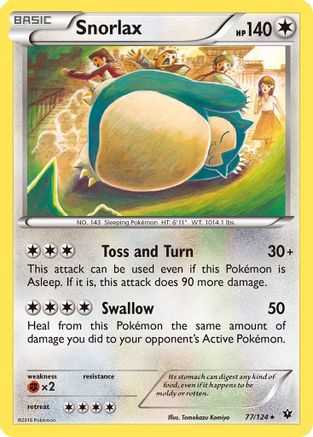 Snorlax 077/124 - Reverse Holofoil XY Fates Collide - Rare