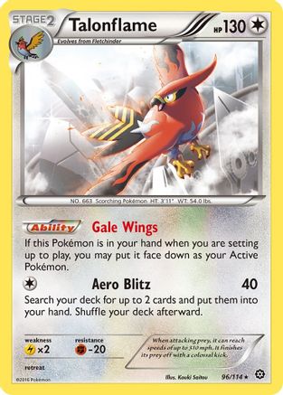 Talonflame 096/114 - Reverse Holofoil XY Steam Siege - Rare