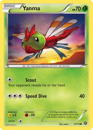 Yanma 006/114 - Reverse Holofoil XY Steam Siege - Common