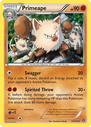 Primeape 053/114 - Reverse Holofoil XY Steam Siege - Rare