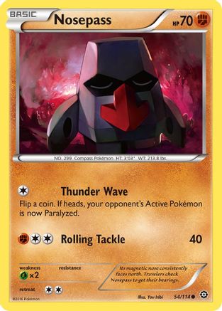 Nosepass 054/114 - Reverse Holofoil XY Steam Siege - Common