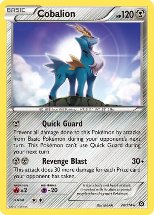 Cobalion 074/114 - Reverse Holofoil XY Steam Siege - Rare