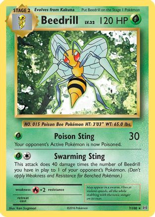 Beedrill 007/108 - Reverse Holofoil XY Evolutions - Rare