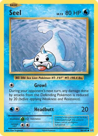 Seel 028/108 - Reverse Holofoil XY Evolutions - Common