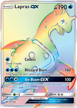 Lapras GX (Secret) 151/149 - Holofoil SM Base Set - Secret Rare