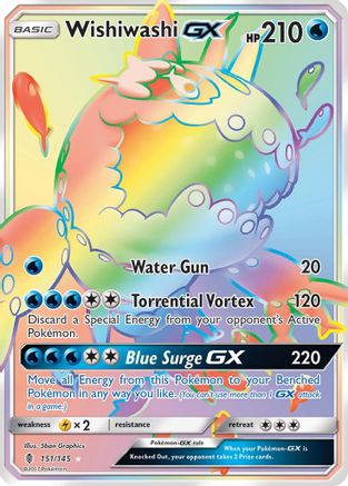 Wishiwashi GX (Secret) 151 - Holofoil SM Guardians Rising - Secret Rare