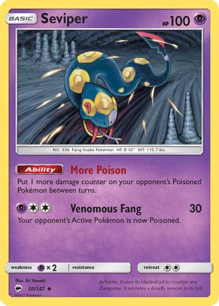 Seviper 050/147 - Reverse Holofoil SM Burning Shadows - Uncommon