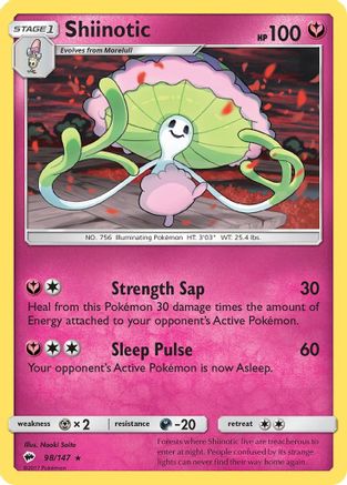 Shiinotic 098/147 - Reverse Holofoil SM Burning Shadows - Rare