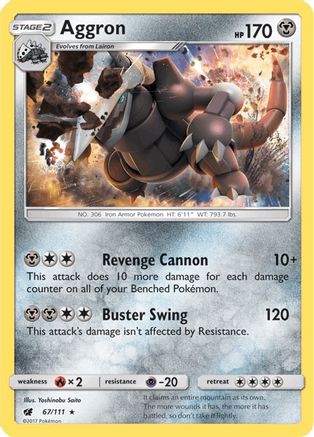 Aggron 067/111 - Holofoil SM Crimson Invasion - Holo Rare