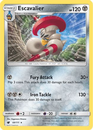 Escavalier 069 - Reverse Holofoil SM Crimson Invasion - Rare