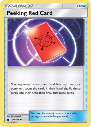 Peeking Red Card 097/111 - Reverse Holofoil SM Crimson Invasion - Uncommon