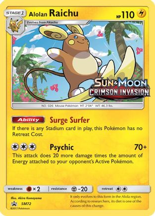 Alolan Raichu (Prerelease) SM72 - Holofoil SM Promos - Promo