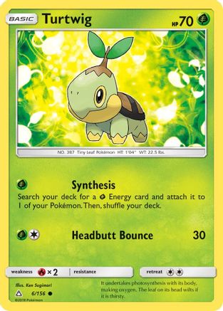 Turtwig (6) (6) 006/156 - Reverse Holofoil SM Ultra Prism - Common