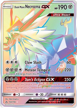 Dusk Mane Necrozma GX (Secret Rare) 163 - Holofoil SM Ultra Prism - Secret Rare