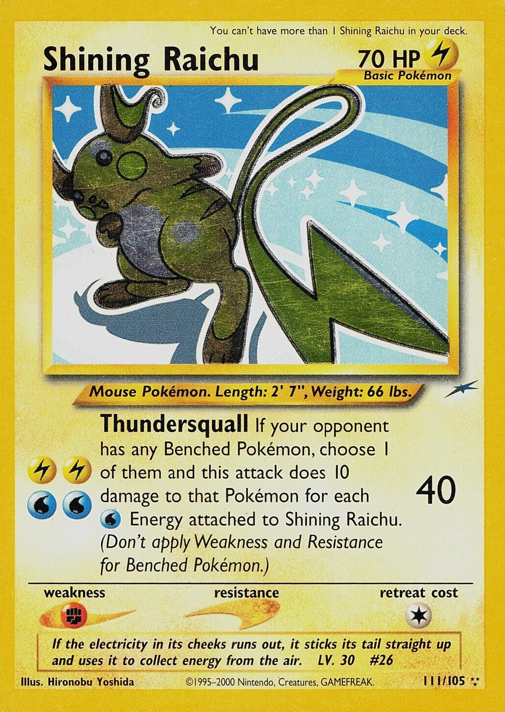 Shining Raichu 111 - Unlimited Holofoil Neo Destiny - Secret Rare