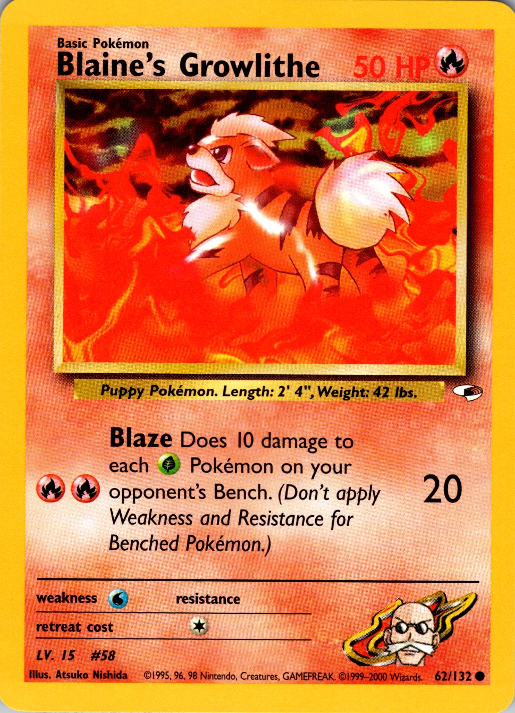 Blaine's Growlithe (62) (62) 062/132 - Unlimited Gym Heroes - Common