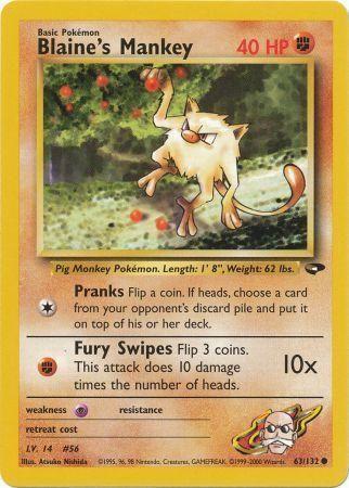 Blaine's Mankey 063/132 - Unlimited Gym Challenge - Common
