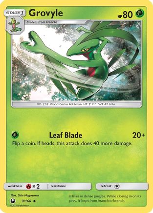 Grovyle 009/168 - Reverse Holofoil SM Celestial Storm - Uncommon