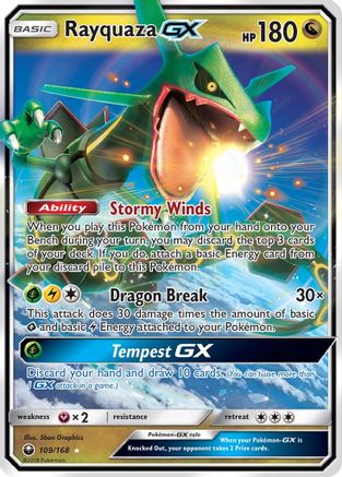 Rayquaza GX 109/168 - Holofoil SM Celestial Storm - Ultra Rare