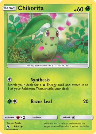 Chikorita (5) (5) 005/214 - Reverse Holofoil SM Lost Thunder - Common