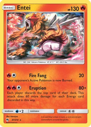 Entei 047 - Reverse Holofoil SM Lost Thunder - Rare