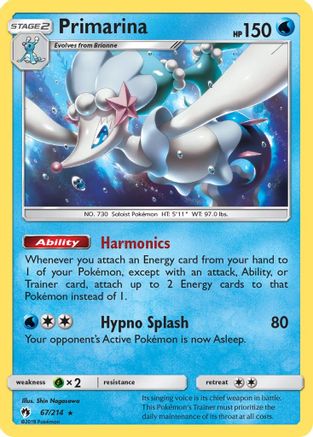 Primarina 067/214 SM Lost Thunder - Rare