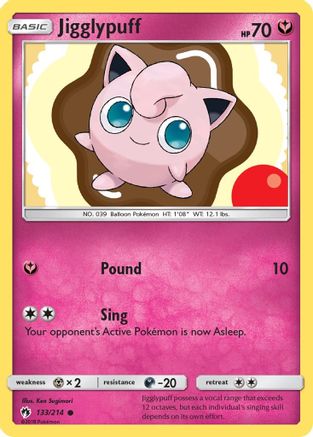Jigglypuff 133/214 - Reverse Holofoil SM Lost Thunder - Common
