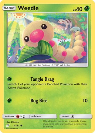 Weedle (2) (2) 002/181 - Reverse Holofoil SM Team Up - Common