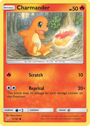 Charmander (11) (11) 011/181 - Reverse Holofoil SM Team Up - Common