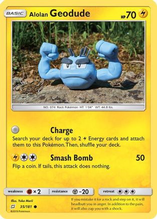 Alolan Geodude (35) (35) 035/181 - Reverse Holofoil SM Team Up - Common