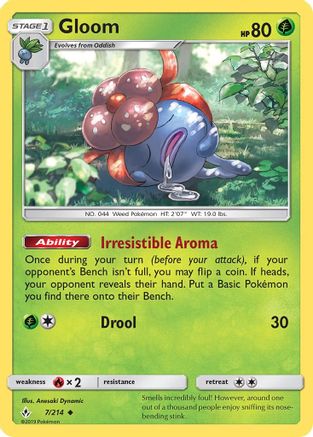 Gloom 007/214 - Reverse Holofoil SM Unbroken Bonds - Uncommon