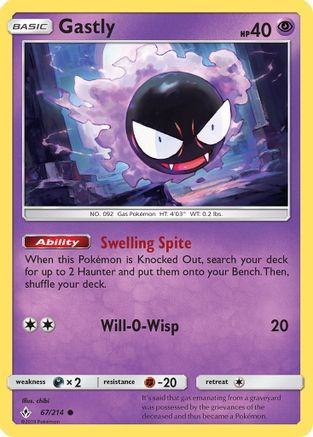 Gastly (67) (67) 067/214 - Reverse Holofoil SM Unbroken Bonds - Common