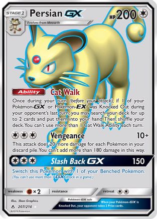Persian GX (Full Art) 207/214 - Holofoil SM Unbroken Bonds - Ultra Rare