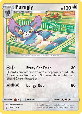 Purugly 160/214 - Reverse Holofoil SM Unbroken Bonds - Rare